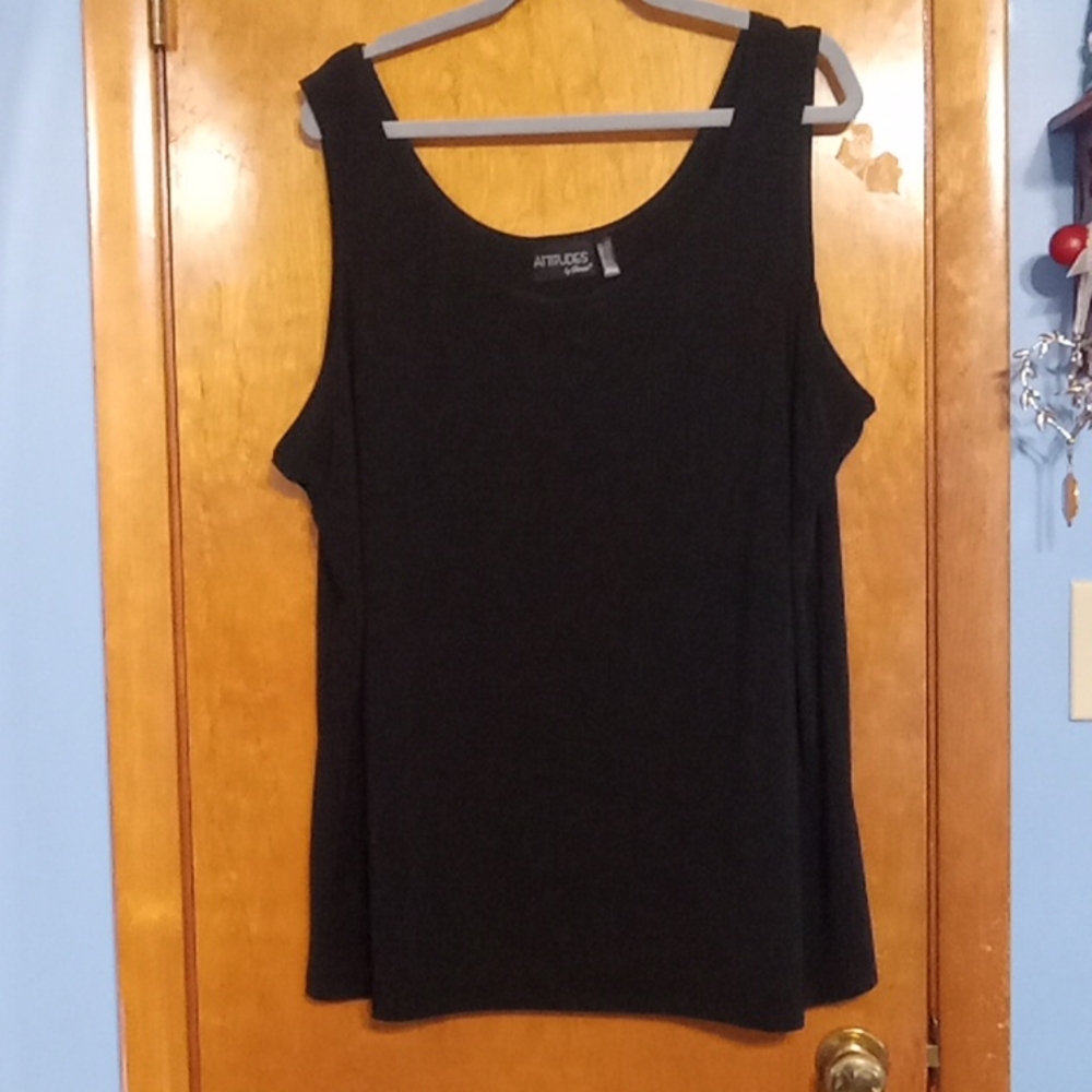 2X tank blouse black